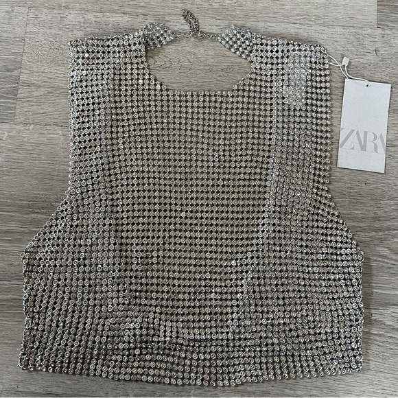 GORGEOUS ZARA NWT Open Back Rhinestone Top - Picture 12 of 14